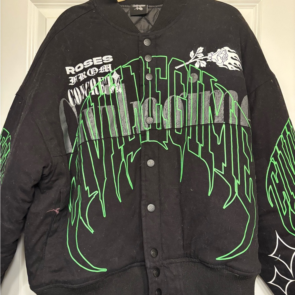 Graphic Black and Green Bomber Jacket